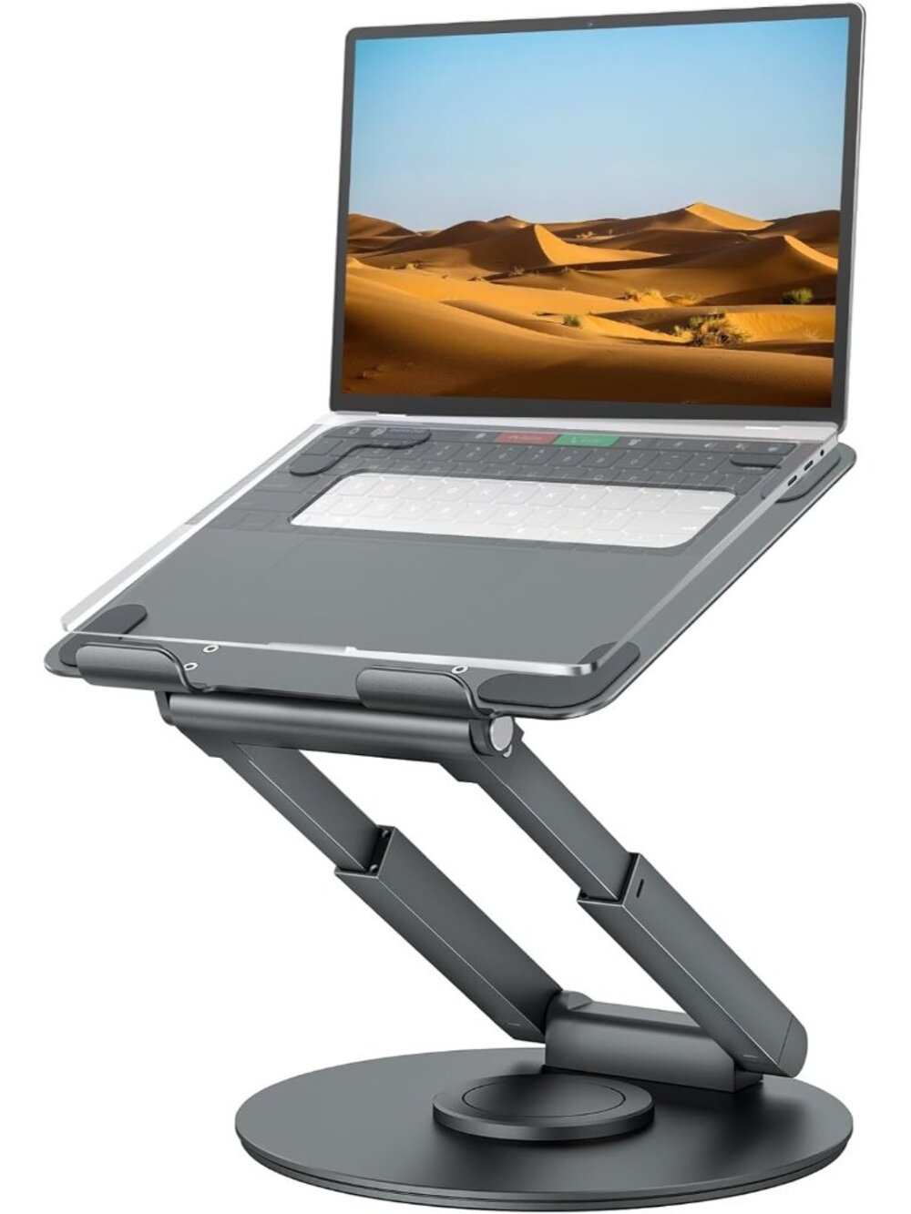 New Telescopic Laptop Stand for Desk with 360° Swivel Base, Sit to Stand